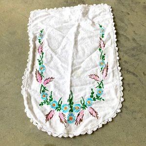 Antique textile. From estate. Embroidered pink blue yellow. Ready to rep…